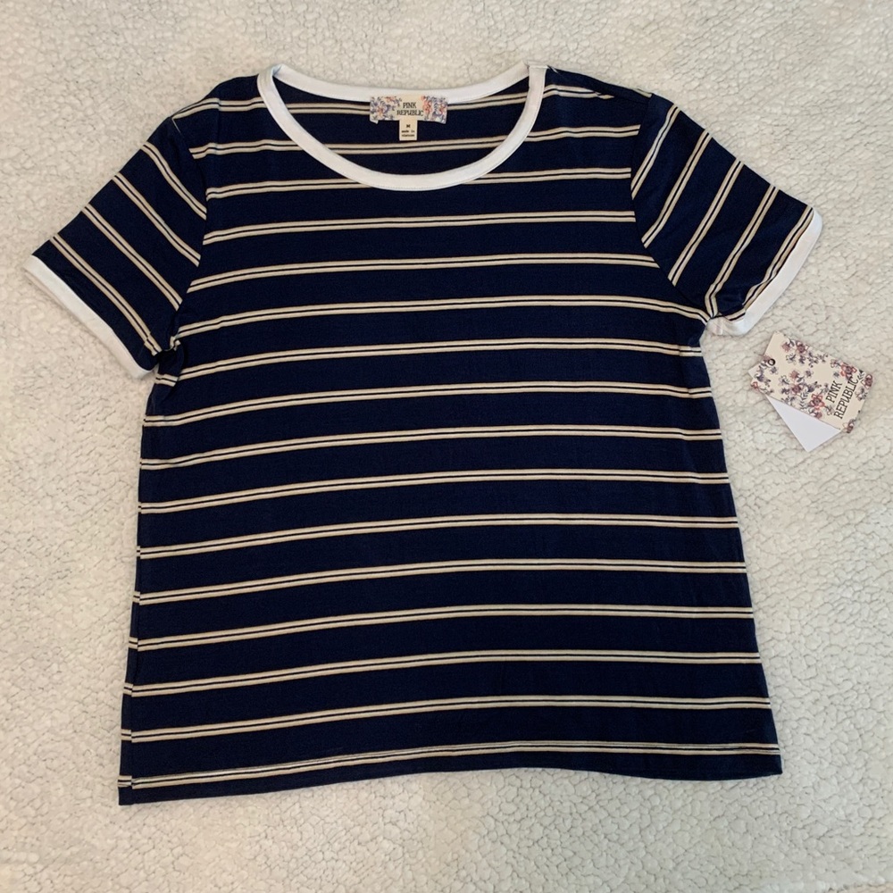 NWT navy blue Pink Republic tee